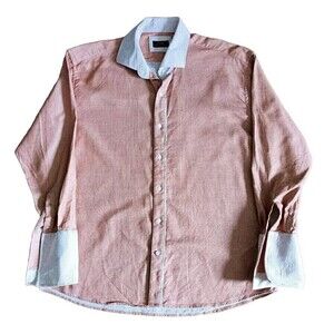 Steven Land Shirt Men's Size 18-34/35 Woven Twill Tan Long Sleeve